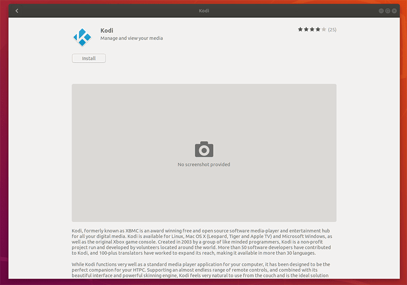 Kodi Ubuntu Kurulum Kataloğu Penceresi
