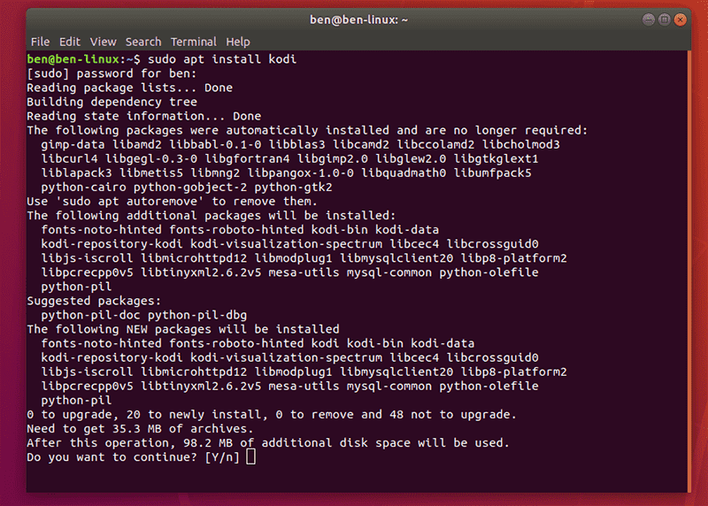 Kodi Ubuntu Terminal Penceresini Kur