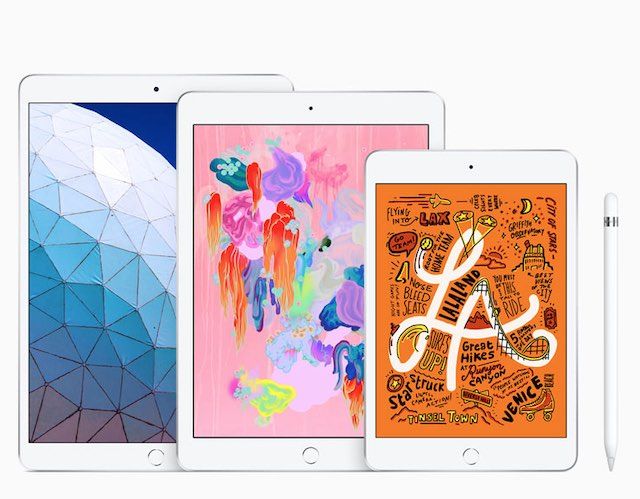 iPad, iPad Air ve Apple Kurşun Kalemli iPad mini.