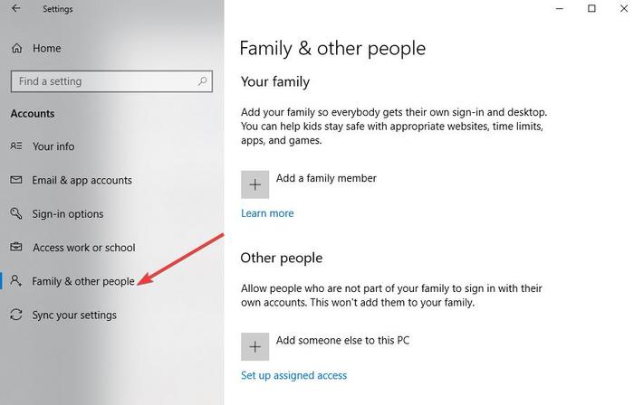 Windows Kopyalama Hesapları Aile ve Diğer Kişiler Çalışmıyor