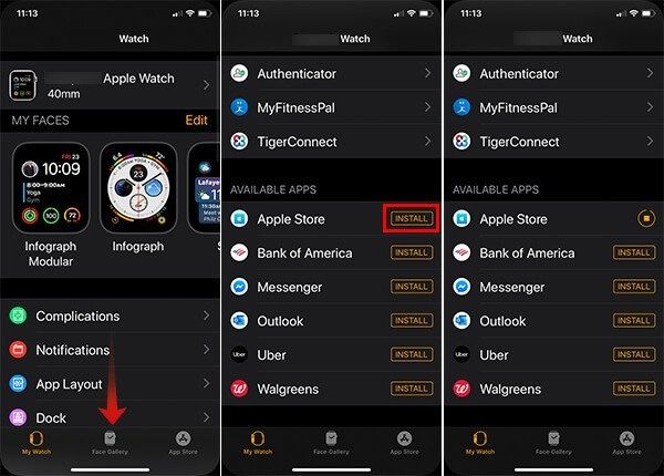 Kullanılabilir Uygulamaları iPhone'dan Apple Watch'a yükleyin