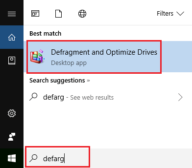 Windows 10'da Aramayı Kullanarak Sürücüleri Optimize Etme Yardımcı Programını açın