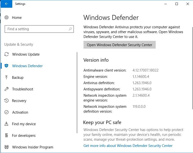 Windows Defender bilgisayarınızı kötü amaçlı saldırılara karşı koruyabilir