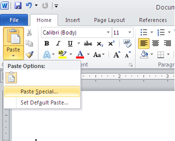 Ana şeritten özel macuna erişme (burada PC için Word 2010'da gösterilmektedir)