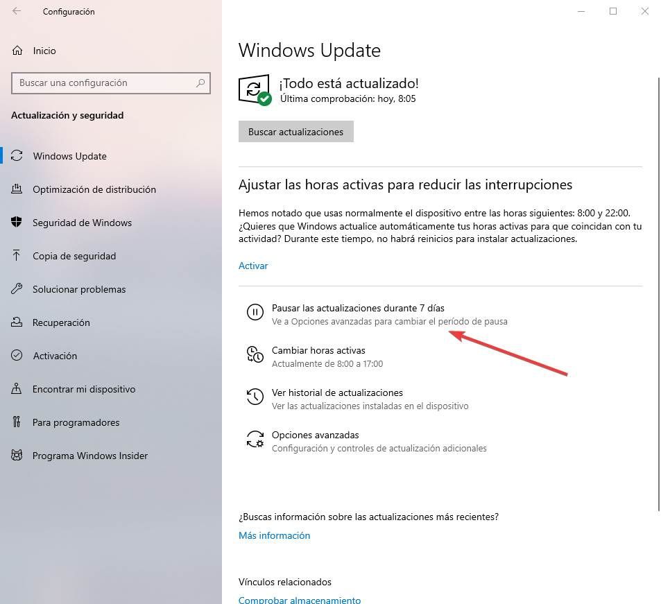 Posponer gerçekleştirmeleri Windows Update
