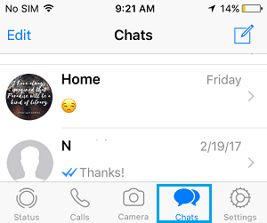 WhatsApp iPhone'da Sohbetler Ekranı