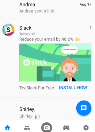 Slack'ten Facebook'ta Messenger reklamı