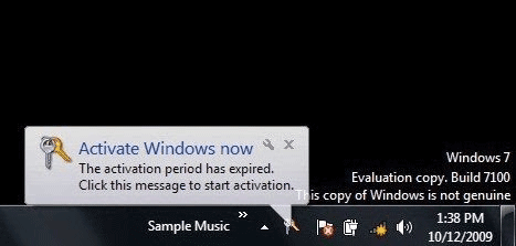 Windows 7 etkinleştirilmedi