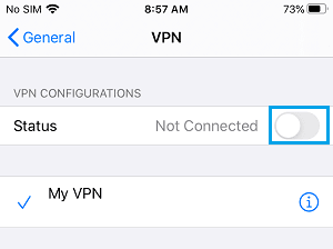 İPhone'da VPN'i devre dışı bırakın