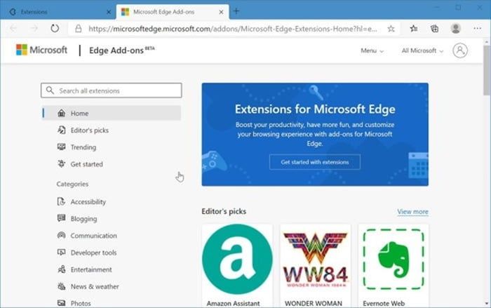 Windows 10 pic3'te Microsoft Edge'de temaları yükleyin ve kaldırın