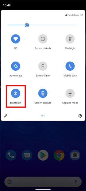 Genişletilmiş Hızlı Ayarlar'daki Android Bluetooth düğmesi