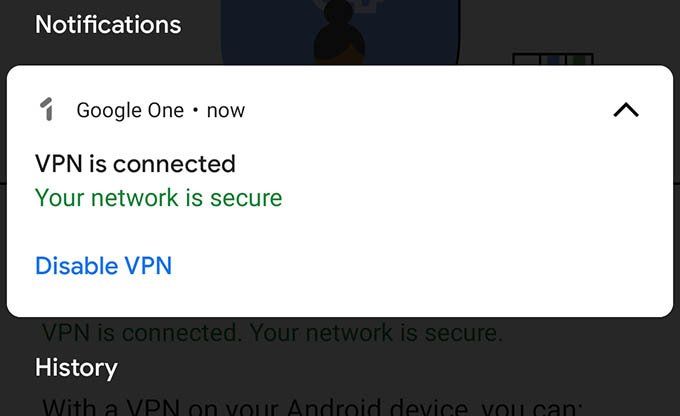 Google VPN Bağlı Bildirimi