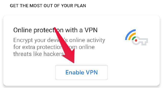 Google VPN Google One Uygulamasını açın