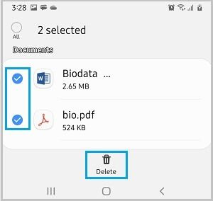 Android Telefondaki Belgeleri Silin