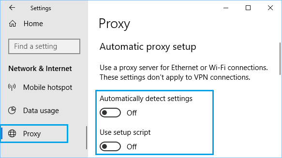 Windows 10'da Proxy Sunucularını Devre Dışı Bırakın