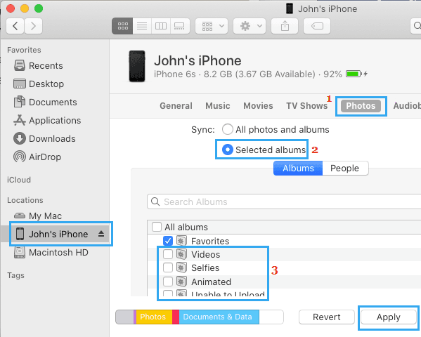 İPhone'da Mac'ten Eşzamanlı Fotoğraf Albümlerini Kaldırma