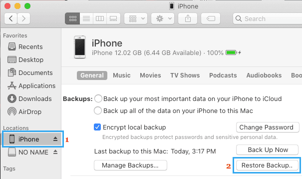 Mac'te iPhone'u Yedeklemeden Geri Yükleme