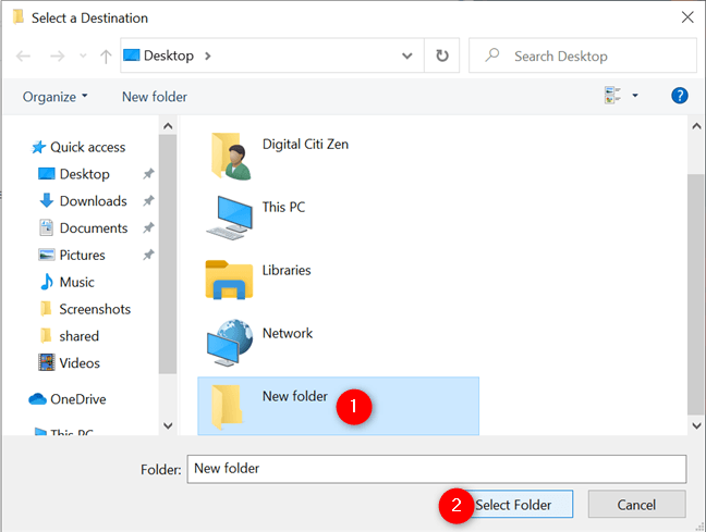 Yeni Windows 10 ekran görüntüsü konumunu seçin
