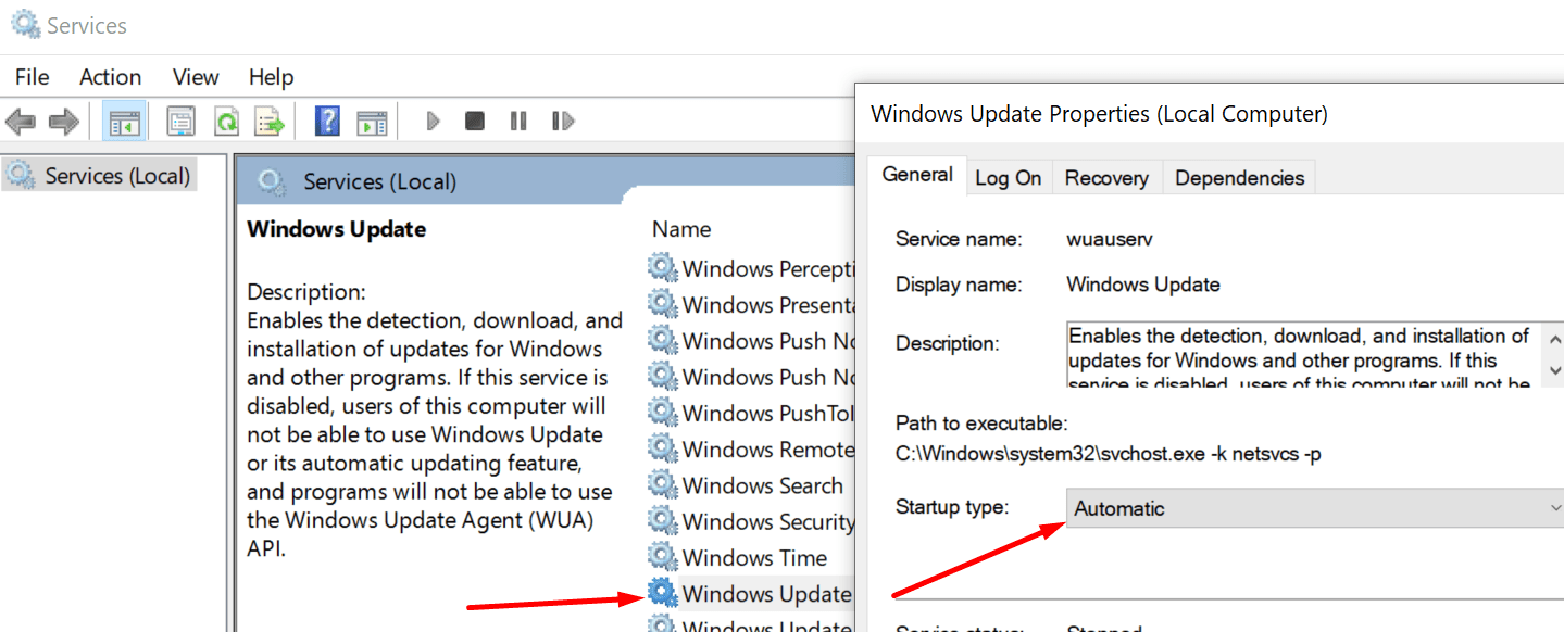 Windows güncelleme hizmeti