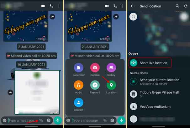 WhatsApp aracılığıyla canlı konum paylaşma adımları