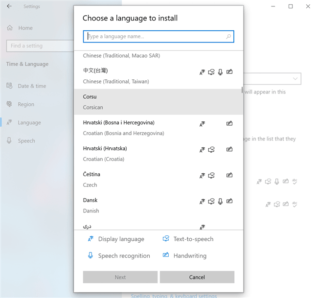 Windows 10'da dili mevcut seçeneklerin çoğuna değiştirebilirsiniz