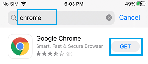 İPhone'a Google Chrome'u indirin
