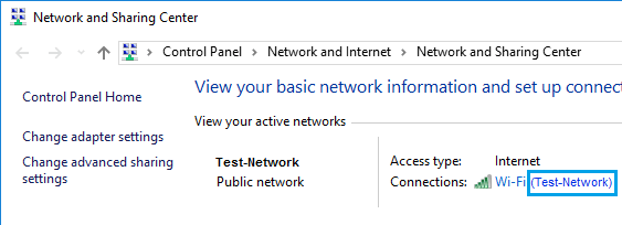 Windows 10'da Ağ ve Paylaşım Merkezi Ekranı